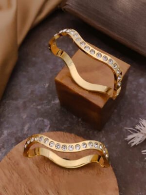 Anti-Tarnish Stainless Steel with American Diamond Bracelet (Medium Size 2.4 Inches)