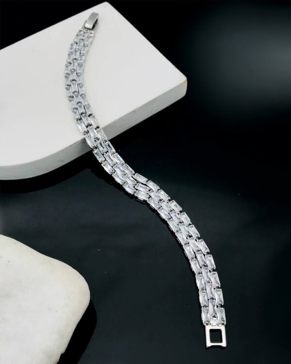 Anti-Tarnish Stainless Steel Rhodium Plated Tennis Bracelet
