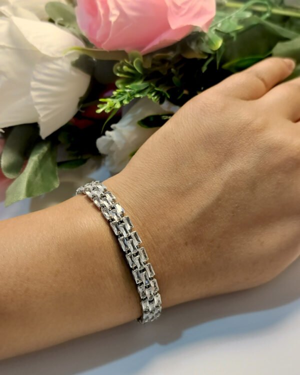 Anti-Tarnish Stainless Steel Rhodium Plated Tennis Bracelet