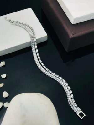 Anti-Tarnish Stainless Steel Rhodium Plated Tennis Bracelet