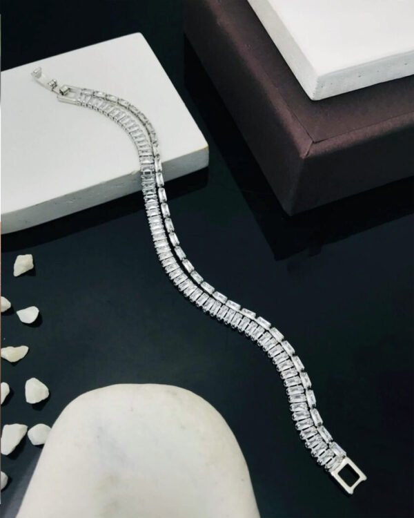 Anti-Tarnish Stainless Steel Rhodium Plated Tennis Bracelet