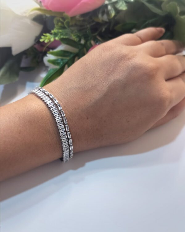 Anti-Tarnish Stainless Steel Rhodium Plated Tennis Bracelet