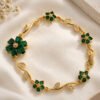 Anti-Tarnish Stainless Steel 18K Gold Plated Floral Bloom Bracelet