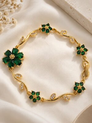 Anti-Tarnish Stainless Steel 18K Gold Plated Floral Bloom Bracelet