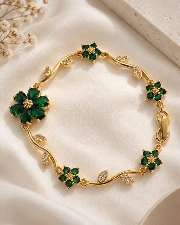Anti-Tarnish Stainless Steel 18K Gold Plated Floral Bloom Bracelet