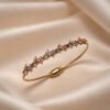 Anti-Tarnish Stainless Steel Tulip Bracelet (Kada) with Magnetic Lock (Free Size 2.5 Inches)