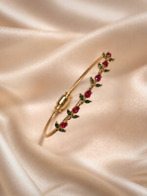 Anti-Tarnish Stainless Steel Tulip Bracelet (Kada/Bangle) with Magnetic Lock (Free Size 2.5 Inches)