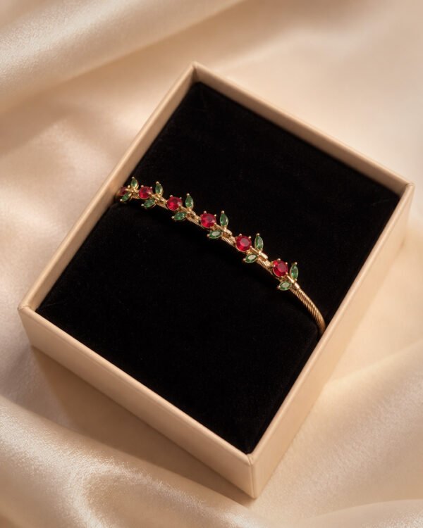 Anti-Tarnish Stainless Steel Tulip Bracelet (Kada/Bangle) with Magnetic Lock (Free Size 2.5 Inches)