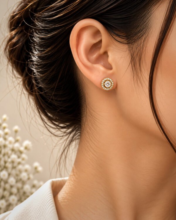 Anti-Tarnish Stainless Steel Ball Back Studs with American Diamonds
