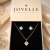 Anti-Tarnish Stainless Steel 18K Gold Plated Necklace with Earrings