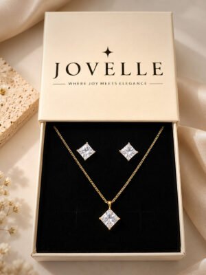 Anti-Tarnish Stainless Steel 18K Gold Plated Necklace with Earrings
