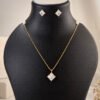 Anti-Tarnish Stainless Steel 18K Gold Plated Necklace with Earrings