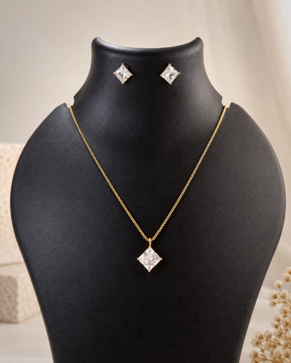 Anti-Tarnish Stainless Steel 18K Gold Plated Necklace with Earrings
