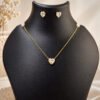 Anti-Tarnish Stainless Steel 18K Gold Plated Heart Necklace with Earrings