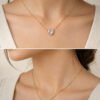 Anti-Tarnish Stainless Steel 18K Gold Plated Heart Necklace with Earrings