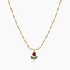 Anti-Tarnish 18K Gold-Plated Stainless Steel Red and Green Tulip Necklace
