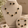 Anti-Tarnish 18K Gold-Plated Stainless Steel Black Clover Jewelry Combo Set