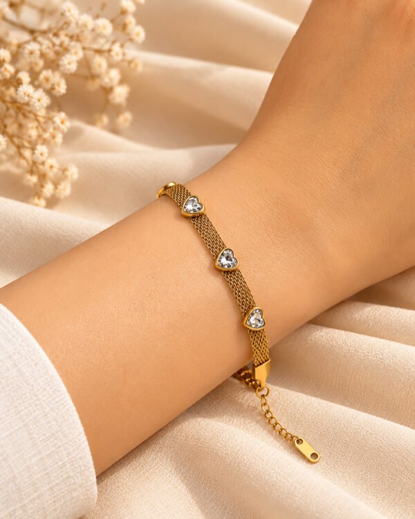 Triple Heart Mesh Bracelet