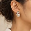 Dual-Tone Sculptural Wave Earrings