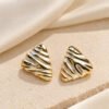 Dual-Tone Sculptural Triangle Earrings